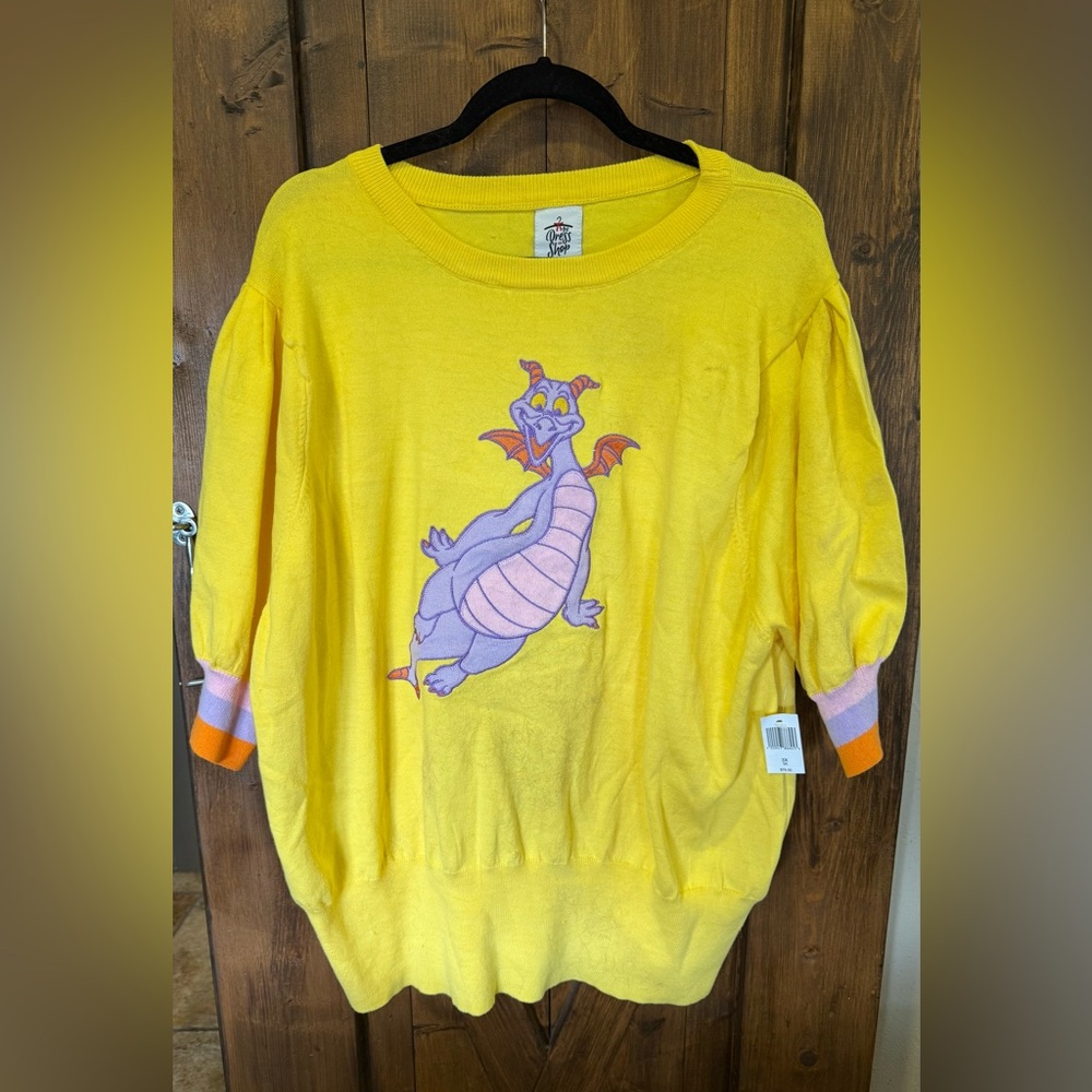 Disney Yellow Sweater with Figment the Dragon Graphic